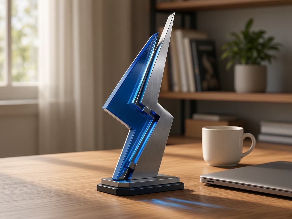 Esports Championship Trophy design concept beside everyday objects for scale