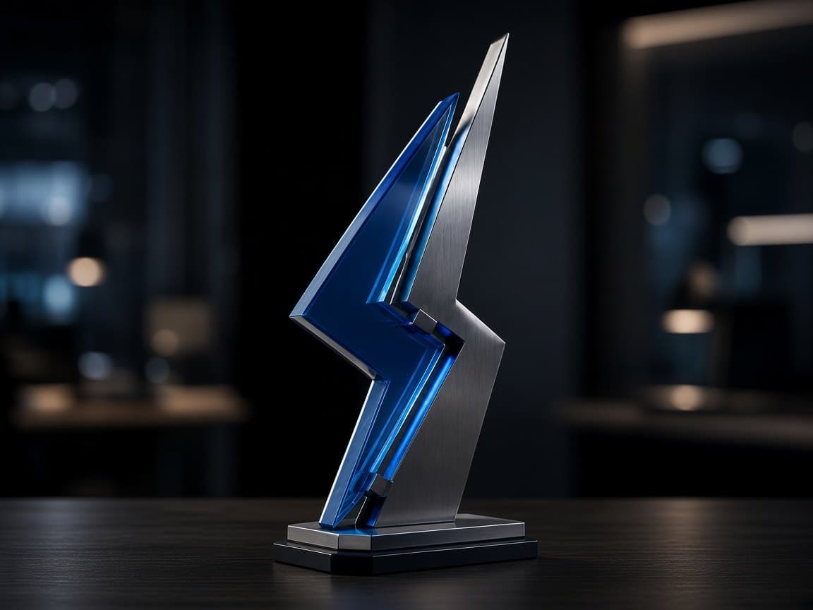 Esports Championship Trophy design concept in a presentation setting